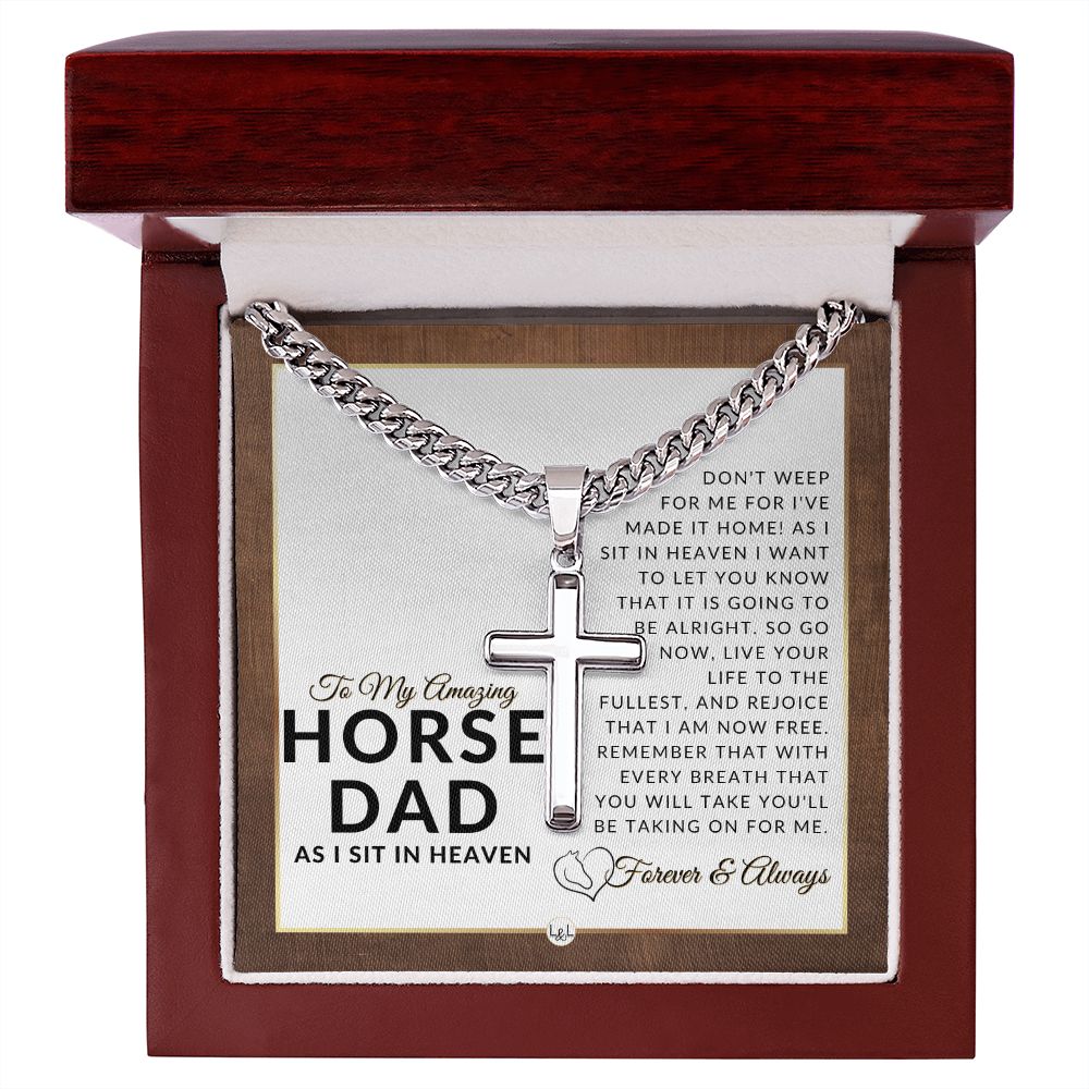 I Have Made It Home - For Grieving Horse Dad - Horse Memorial Gift, Horse Loss Keepsake, Horse in Heaven - Condolence And Comfort Sympathy Gift - Personalized Cross on Chain Necklace