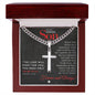 Exodus 14:14 - Christian Cross Pendant Necklace - Gift For Son - Liliana and Liam