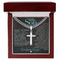 Gift For Our Son - Isaiah 43:18 - 19 - Christian Encouragement - Christian Cross Pendant on Men's Chain Necklace - Great for Christmas, His Birthday, Baptism or Confirmation - Liliana and Liam