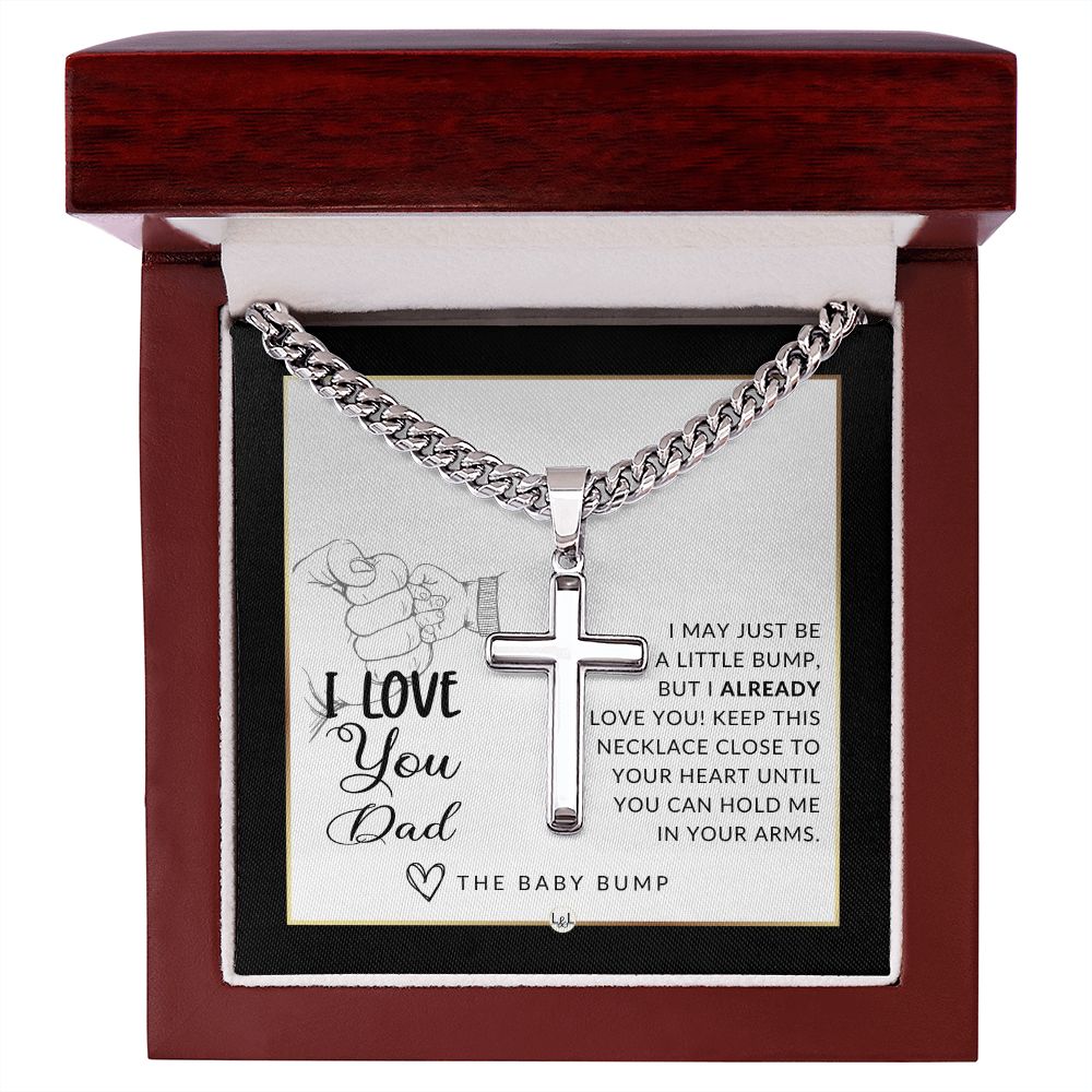 Soon to Be New Dad - Engravable Christian Cross Necklace - Liliana and Liam