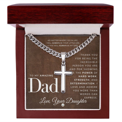 Father, From Daughter - Engravable Christian Cross Necklace - Liliana and Liam