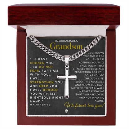 Isaiah 41:9 - 10 - Christian Cross Pendant Necklace - Gift For Our Grandson - Liliana and Liam