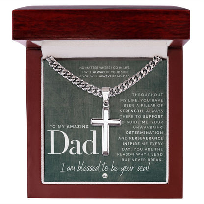 Father, From Son - Engravable Christian Cross Necklace - Liliana and Liam