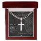 Grandson Gift - 1 Peter 5:7 - Christian Encouragement - Christian Cross Pendant on Men's Chain Necklace - Great for Christmas, His Birthday, Baptism or Confirmation - Liliana and Liam