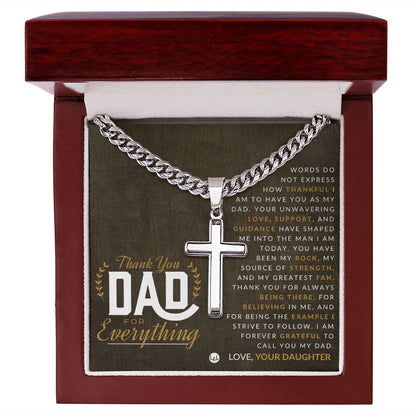 Dad, From Daughter - Engravable Christian Cross Necklace - Liliana and Liam