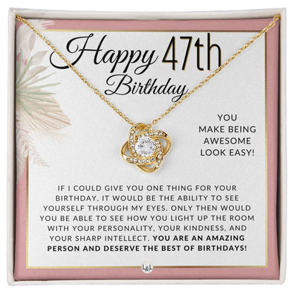 47th Birthday Gift For Her - Necklace For 47 Year Old Birthday - Beautiful Women's Pendant + Sentimental Birthday Message - Liliana and Liam