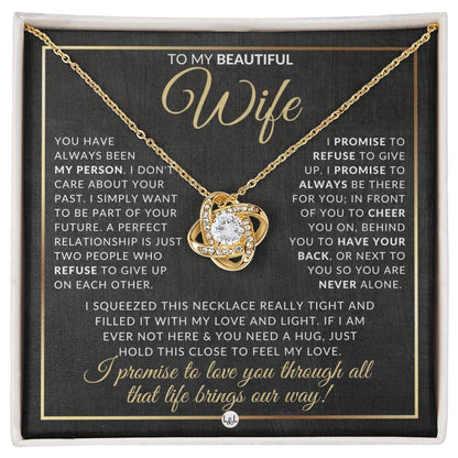 For My Beautiful Wife - Pendant Necklace - Sentimental and Romantic Christmas Gift, Valentine's Day, Birthday or Anniversary Present - Liliana and Liam