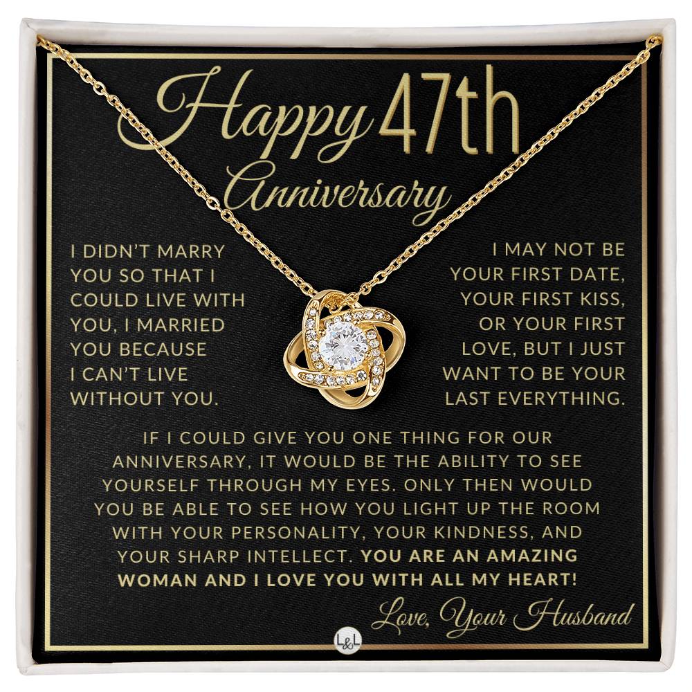 47th Anniversary Gift For Wife - Beautiful Women's Pendant Necklace + Heartfelt Anniversary Message