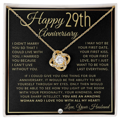 29th Anniversary Gift For Wife - Beautiful Women's Pendant Necklace + Heartfelt Anniversary Message - Liliana and Liam