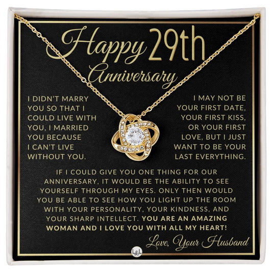 29th Anniversary Gift For Wife - Beautiful Women's Pendant Necklace + Heartfelt Anniversary Message - Liliana and Liam