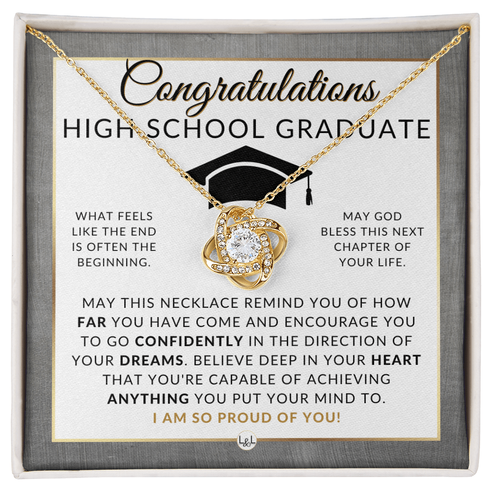 Graduation Gifts For High School Girl - Beautiful Necklace + HS Graduation Message - Graduation Party Gift Idea For Her