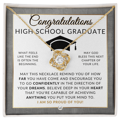 Graduation Gifts For High School Girl - Beautiful Necklace + HS Graduation Message - Graduation Party Gift Idea For Her