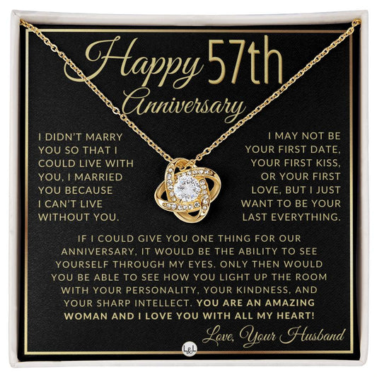 57th Anniversary Gift For Wife - Beautiful Women's Pendant Necklace + Heartfelt Anniversary Message - Liliana and Liam
