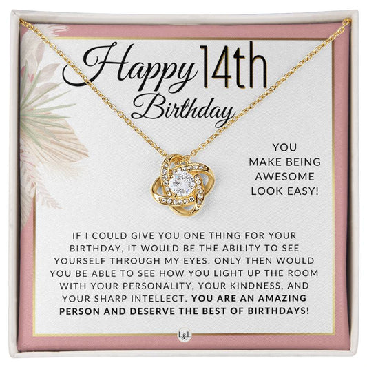 14th Birthday Gift For Her - Necklace For 14 Year Old Birthday - Beautiful Women's Birthday  Pendant + Heartfelt Birthday Message