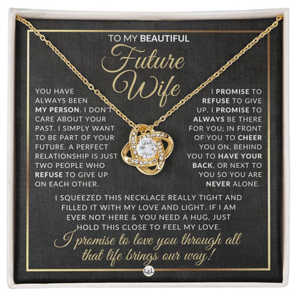 For My Beautiful Fiancée - Pendant Necklace - Sentimental and Romantic Christmas Gift, Valentine's Day, Birthday or Anniversary Present - Liliana and Liam