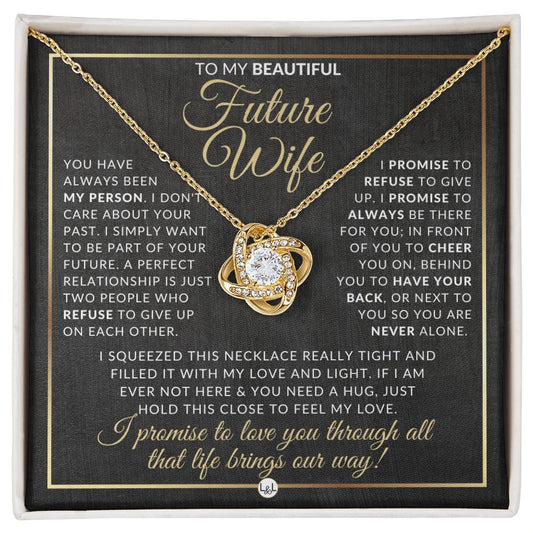 For My Beautiful Fiancée - Pendant Necklace - Sentimental and Romantic Christmas Gift, Valentine's Day, Birthday or Anniversary Present - Liliana and Liam