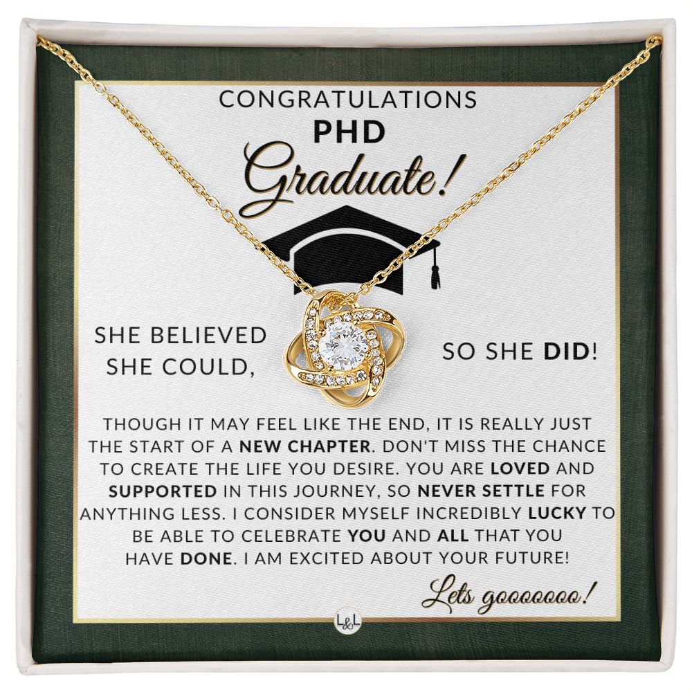 PhD Grad Gifts For Her Meaningful Milestone Necklace - Perfect Grad Gift For Completing Her Doctorate - Liliana and Liam