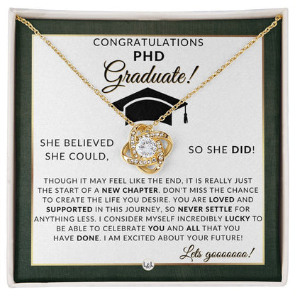 PhD Grad Gifts For Her Meaningful Milestone Necklace - Perfect Grad Gift For Completing Her Doctorate - Liliana and Liam