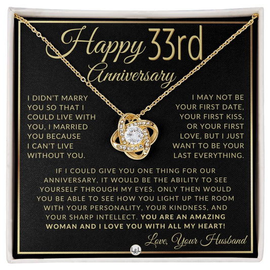 33rd Anniversary Gift For Wife - Beautiful Women's Pendant Necklace + Heartfelt Anniversary Message - Liliana and Liam