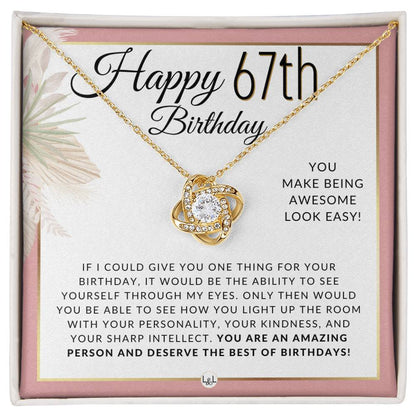 67th Birthday Gift For Her - Beautiful Women's Pendant Necklace + Heartfelt Birthday Message For Her - Liliana and Liam