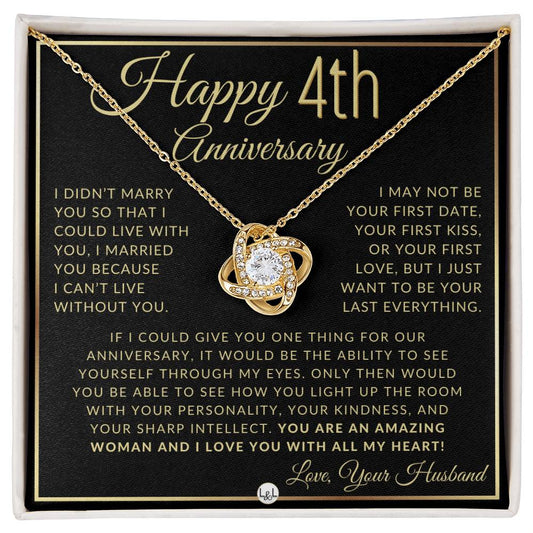 4th Anniversary Gift For Wife - Beautiful Women's Pendant Necklace + Heartfelt Anniversary Message - Liliana and Liam