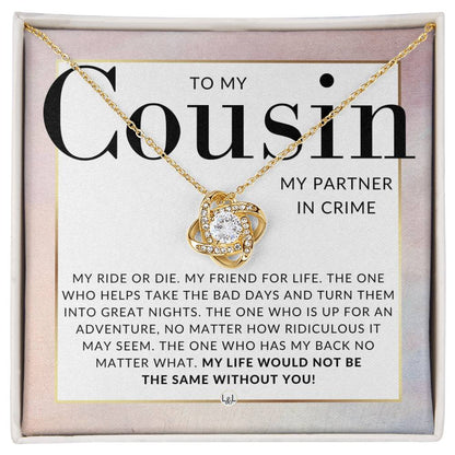 Gift For My Female Cousin - Beautiful Women's Pendant Necklace For Your Girl Cousin + Heartfelt Message For Her - Liliana and Liam
