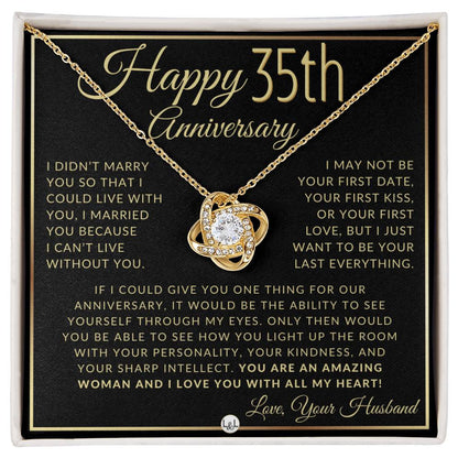 35th Anniversary Gift For Wife - Beautiful Women's Pendant Necklace + Heartfelt Anniversary Message - Liliana and Liam
