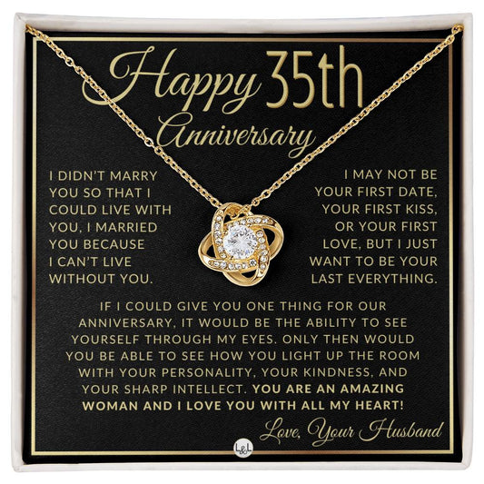 35th Anniversary Gift For Wife - Beautiful Women's Pendant Necklace + Heartfelt Anniversary Message - Liliana and Liam