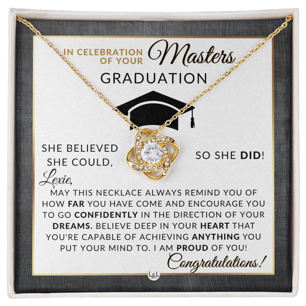 Master's Graduation Gift For Her - Meaningful Milestone Necklace - Personalized Grad School Graduation Gift Idea For A Woman