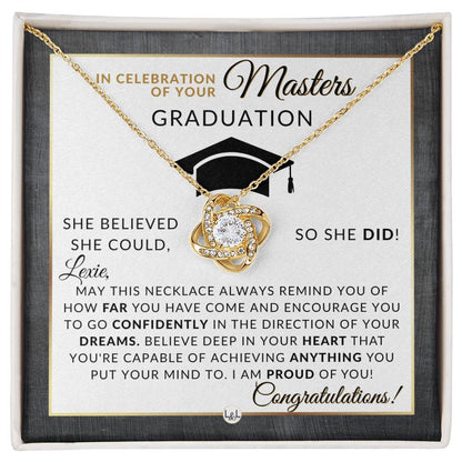 Master's Graduation Gift For Her - Meaningful Milestone Necklace - Personalized Grad School Graduation Gift Idea For A Woman - Liliana and Liam
