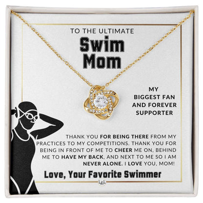 Swim Mom, From A Girl Swimmer - Knot Pendent Necklace - Gift For Sports Mom - Liliana and Liam