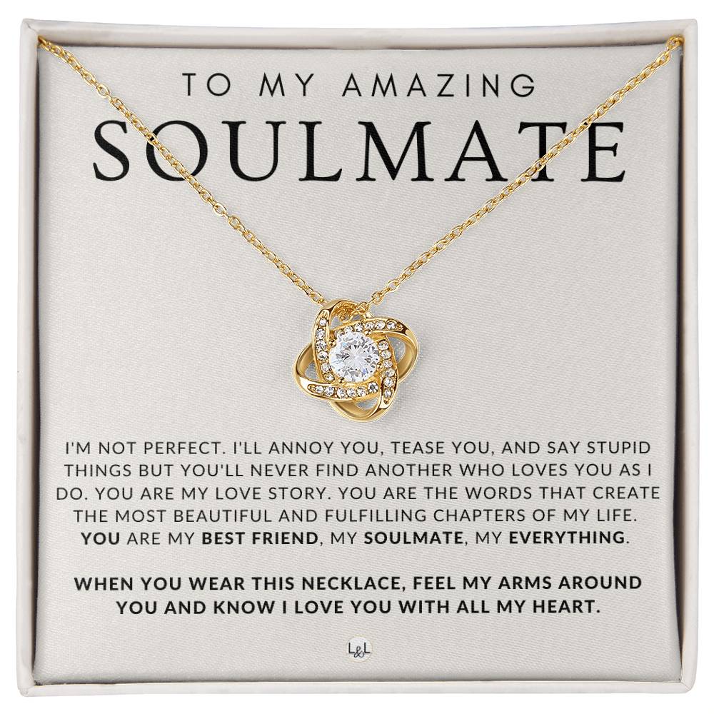 Sentimental Gift For My Soulmate - Beautiful Women's Pendant + Heartfelt Message - Perfect Christmas Gift, Valentine's Day, Birthday or Anniversary Present