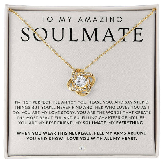 Sentimental Gift For My Soulmate - Beautiful Women's Pendant + Heartfelt Message - Perfect Christmas Gift, Valentine's Day, Birthday or Anniversary Present