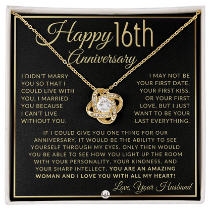 16th Anniversary Gift For Wife - Beautiful Women's Pendant Necklace + Heartfelt Anniversary Message - Liliana and Liam
