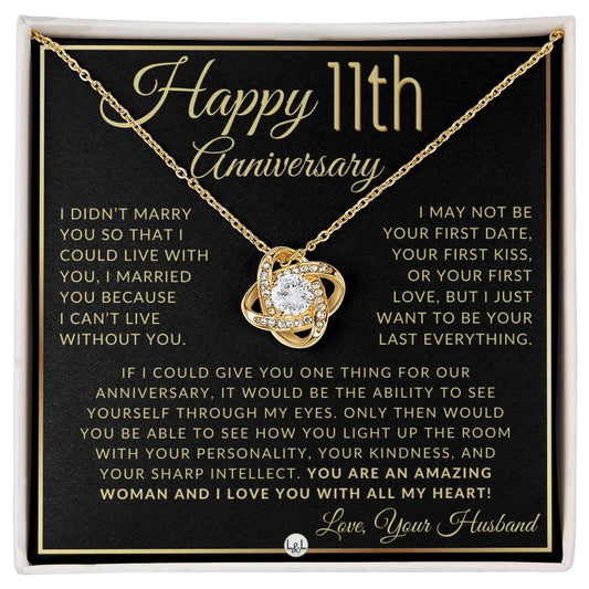 11th Anniversary Gift For Wife - Beautiful Women's Pendant Necklace For Your Wife + Heartfelt Message - Liliana and Liam