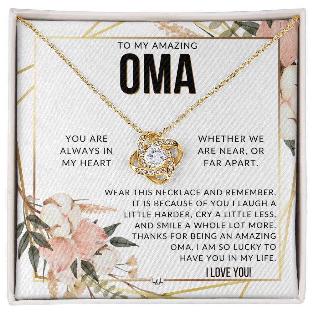 Oma Gift - Beautiful Women's Pendant - From Granddaughter, Grandson, Grandkids - Great For Mother's Day, Christmas, or Birthday - Liliana and Liam