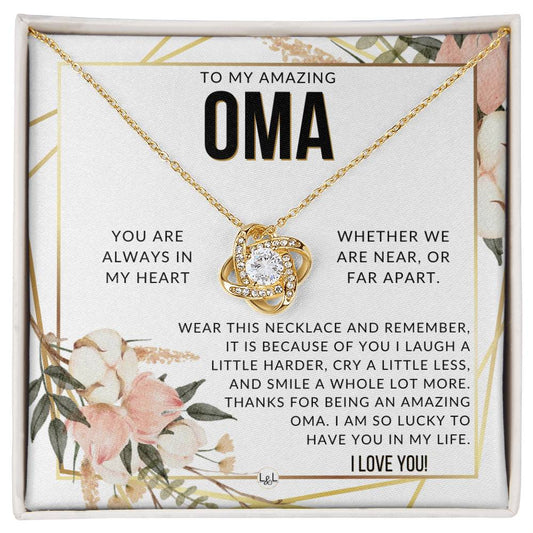 Oma Gift - Beautiful Women's Pendant - From Granddaughter, Grandson, Grandkids - Great For Mother's Day, Christmas, or Birthday - Liliana and Liam