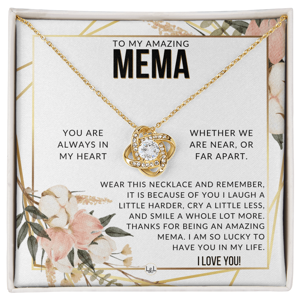 Mema Gift - Beautiful Women's Pendant - From Granddaughter, Grandson, Grandkids - Great For Mother's Day, Christmas, or Birthday - Liliana and Liam