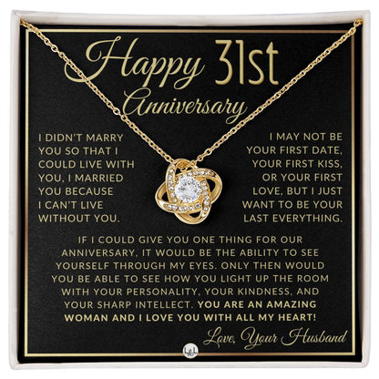 31st Anniversary Gift For Wife - Beautiful Women's Pendant Necklace For Your Wife + Heartfelt Message - Liliana and Liam