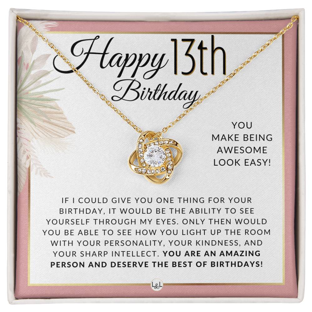 13th Birthday Gift For Her - Necklace For 13 Year Old Birthday - Beautiful Young Women's Pendant Necklace + Heartfelt Birthday Message For Teenage Girl - Liliana and Liam