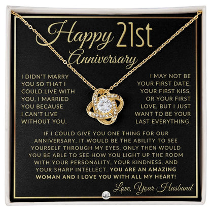21st Anniversary Gift For Wife - Pendant Necklace + Heartfelt Message - Gift Idea For Your Wedding Anniversary - Liliana and Liam