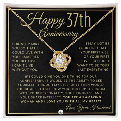 37th Anniversary Gift For Wife - Beautiful Women's Pendant Necklace + Heartfelt Anniversary Message - Liliana and Liam