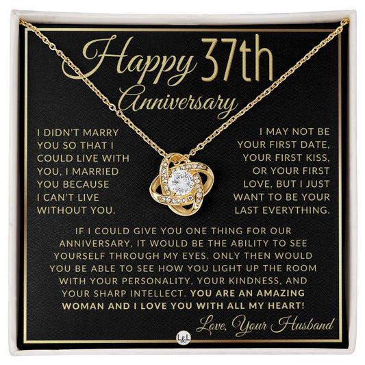 37th Anniversary Gift For Wife - Beautiful Women's Pendant Necklace + Heartfelt Anniversary Message - Liliana and Liam