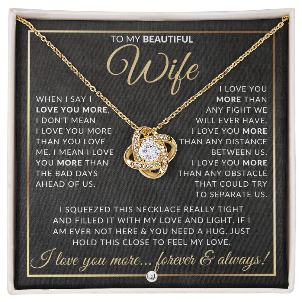 To My Beautiful Wife - Woman's Pendant Necklace + Sentimental Keepsake Message - Romantic Christmas Gift, Valentine's Day, Birthday or Anniversary Present - Liliana and Liam