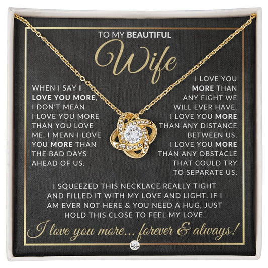 To My Beautiful Wife - Woman's Pendant Necklace + Sentimental Keepsake Message - Romantic Christmas Gift, Valentine's Day, Birthday or Anniversary Present - Liliana and Liam