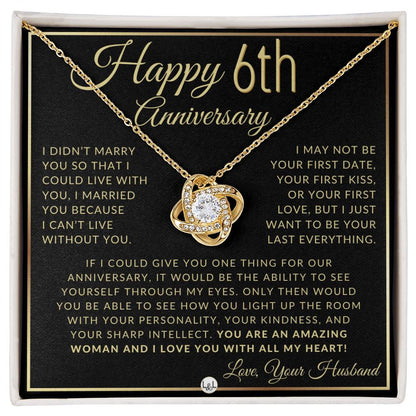6th Anniversary Gift For Wife - Beautiful Women's Pendant Necklace + Heartfelt Anniversary Message - Liliana and Liam