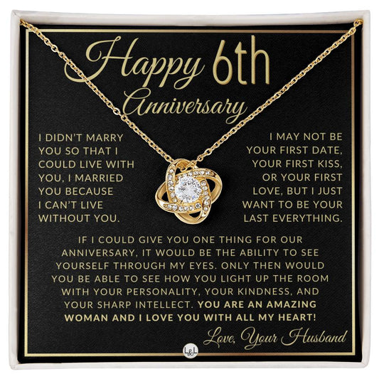 6th Anniversary Gift For Wife - Beautiful Women's Pendant Necklace + Heartfelt Anniversary Message - Liliana and Liam