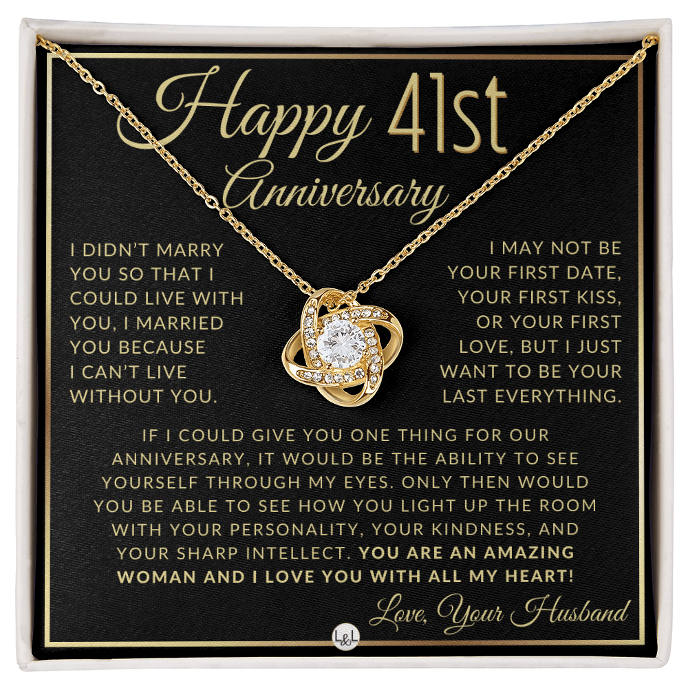 41st Anniversary Gift For Wife - Beautiful Women's Pendant Necklace + Heartfelt Anniversary Message - Liliana and Liam