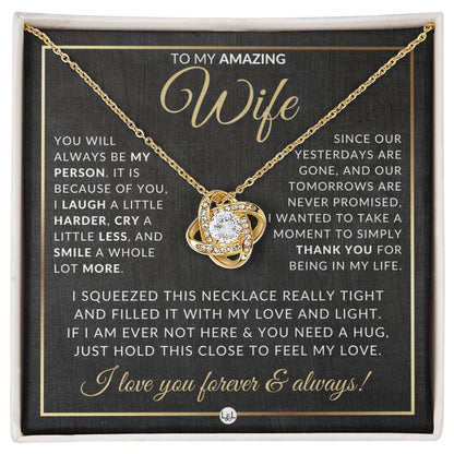 To My Amazing Wife - Pendant Necklace - Sentimental and Romantic Christmas Gift, Valentine's Day, Birthday or Anniversary Present - Liliana and Liam