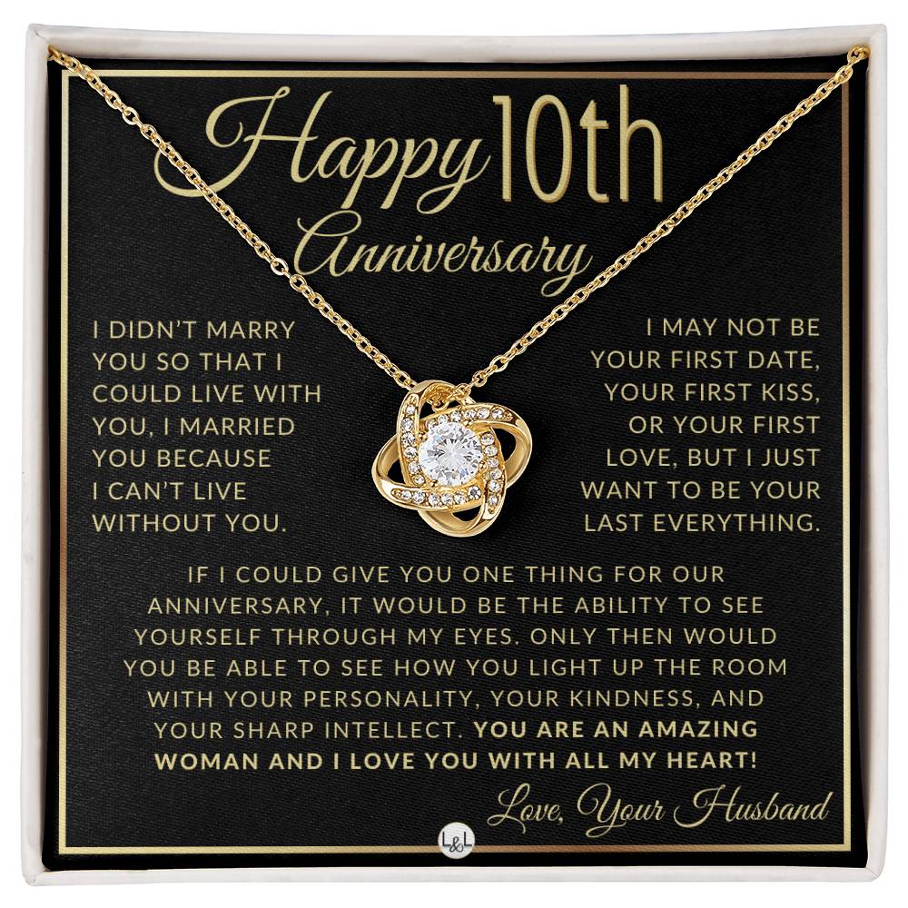 10th Anniversary Gift For Wife - Beautiful Women's Pendant Necklace + Heartfelt Anniversary Message - Liliana and Liam